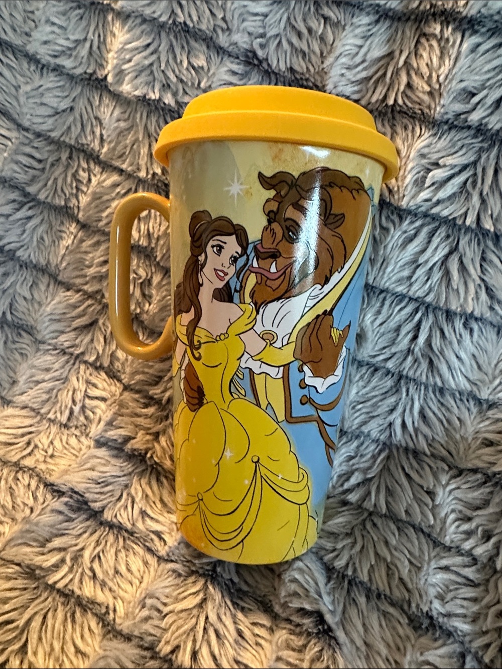 Disney Yellow Beauty and the Beast Travel Mug with Handle